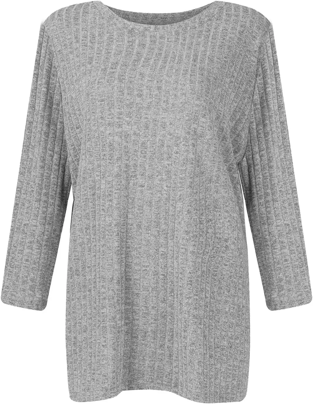 Plus Size Tops for Women 3/4 Sleeve Winter Ribbed Knit Oversized Shirts Light Sweaters Sweatshirts 2024