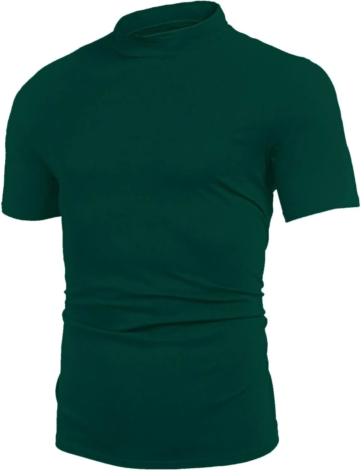 Poriff Mens Casual Turtleneck Mock Neck T Shirt Slim Fit Short Sleeve Summer Basic Tops