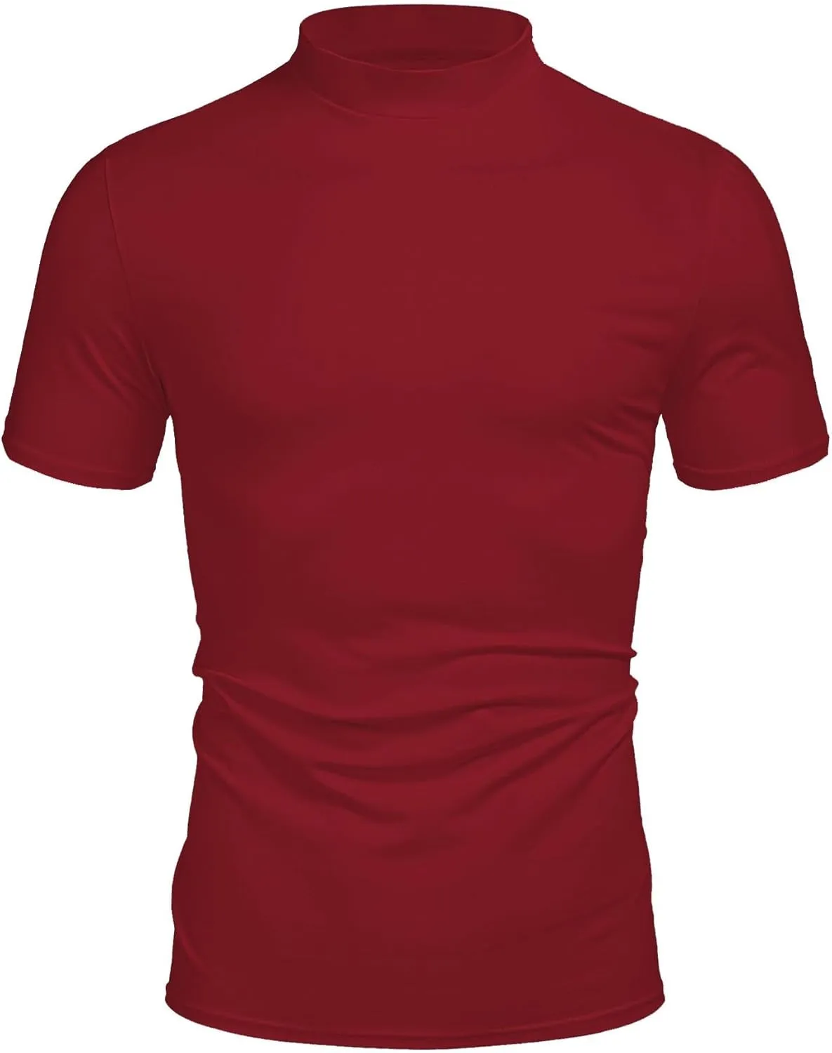 Poriff Mens Casual Turtleneck Mock Neck T Shirt Slim Fit Short Sleeve Summer Basic Tops
