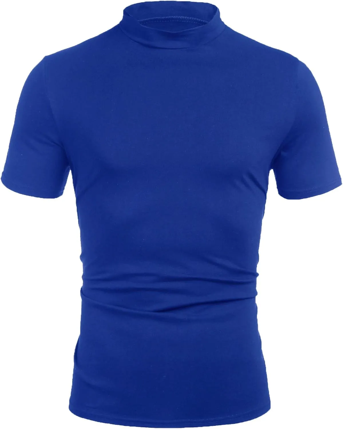 Poriff Mens Casual Turtleneck Mock Neck T Shirt Slim Fit Short Sleeve Summer Basic Tops