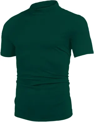 Poriff Mens Casual Turtleneck Mock Neck T Shirt Slim Fit Short Sleeve Summer Basic Tops