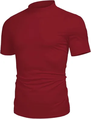 Poriff Mens Casual Turtleneck Mock Neck T Shirt Slim Fit Short Sleeve Summer Basic Tops