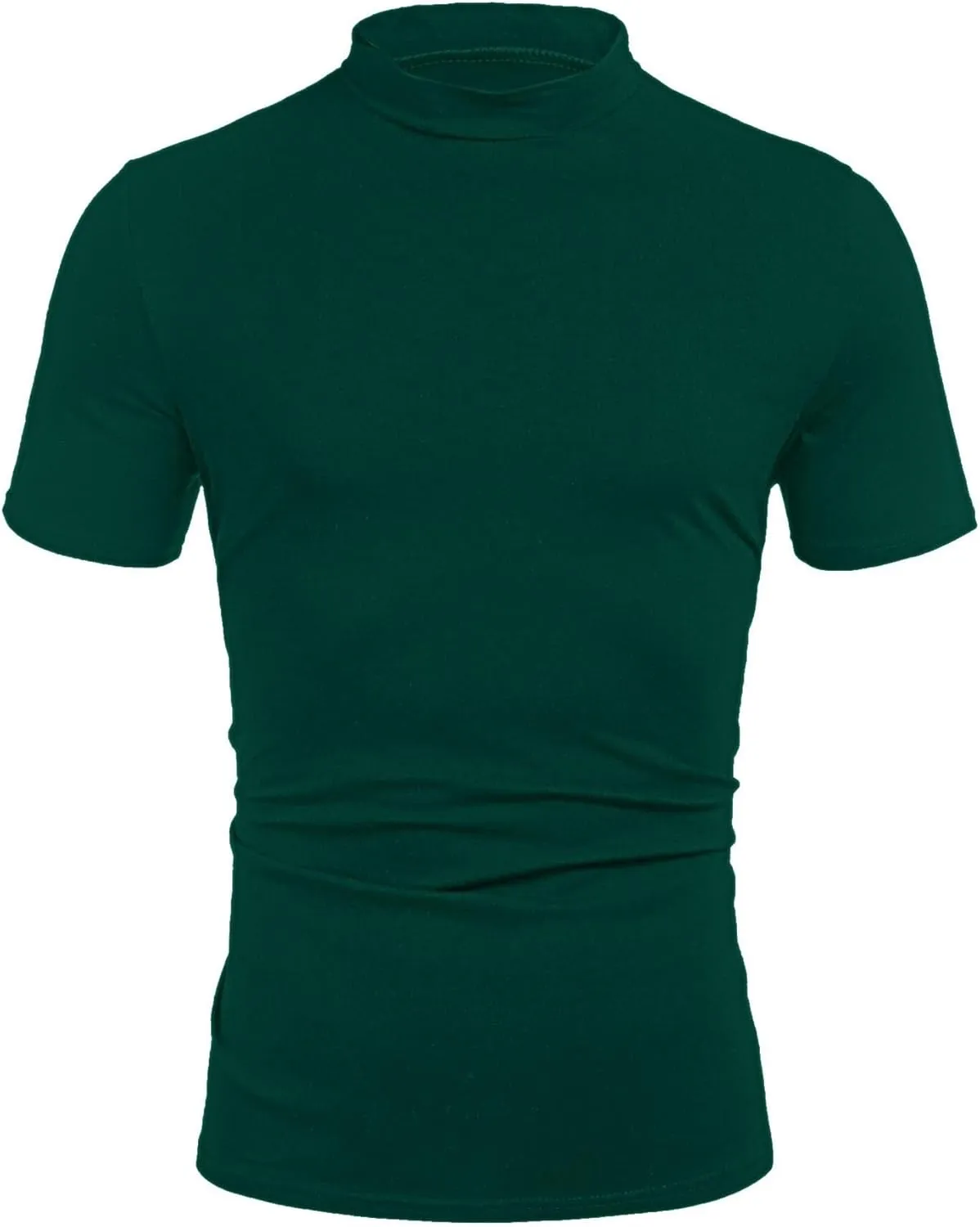 Poriff Mens Casual Turtleneck Mock Neck T Shirt Slim Fit Short Sleeve Summer Basic Tops