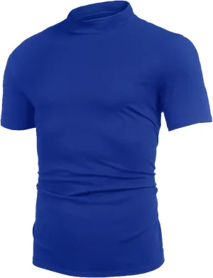Poriff Mens Casual Turtleneck Mock Neck T Shirt Slim Fit Short Sleeve Summer Basic Tops