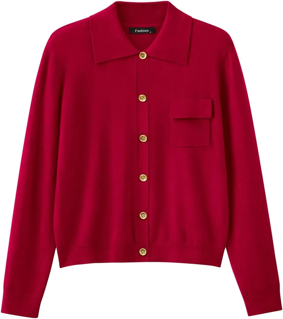 PRETTYGARDEN Women's 2025 Spring Long Sleeve Knitted Button Down Shirts Lightweight Cardigan for Women Dressy Casual Tops