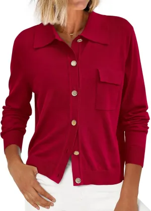 PRETTYGARDEN Women's 2025 Spring Long Sleeve Knitted Button Down Shirts Lightweight Cardigan for Women Dressy Casual Tops