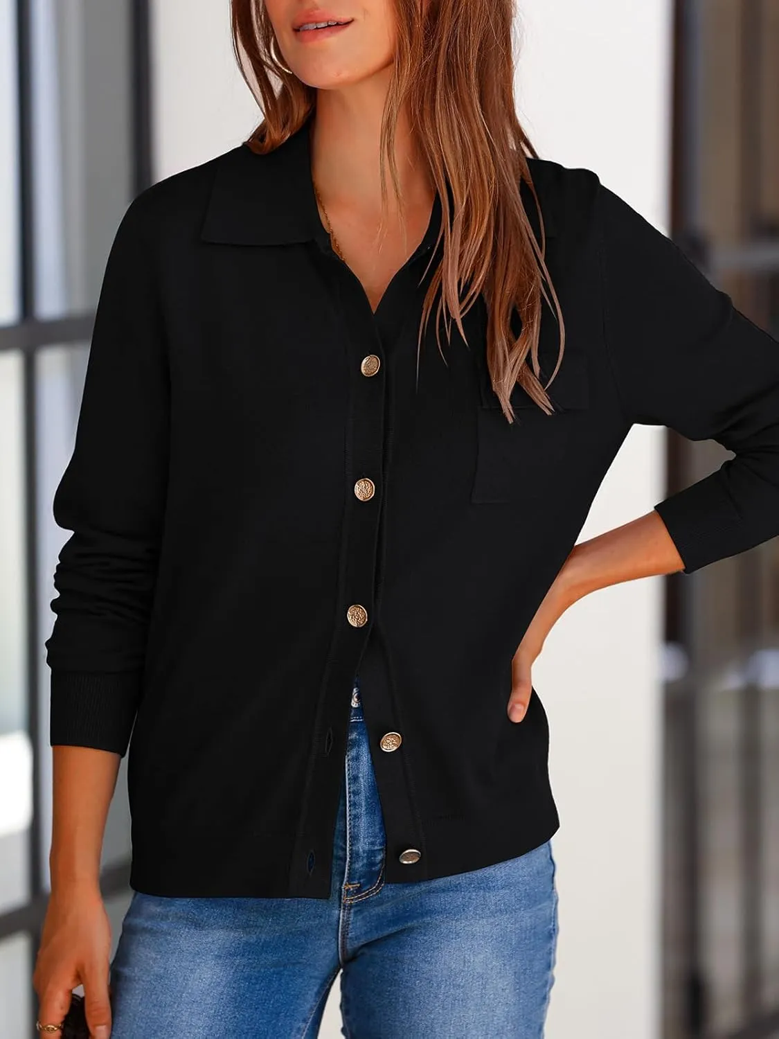 PRETTYGARDEN Women's 2025 Spring Long Sleeve Knitted Button Down Shirts Lightweight Cardigan for Women Dressy Casual Tops