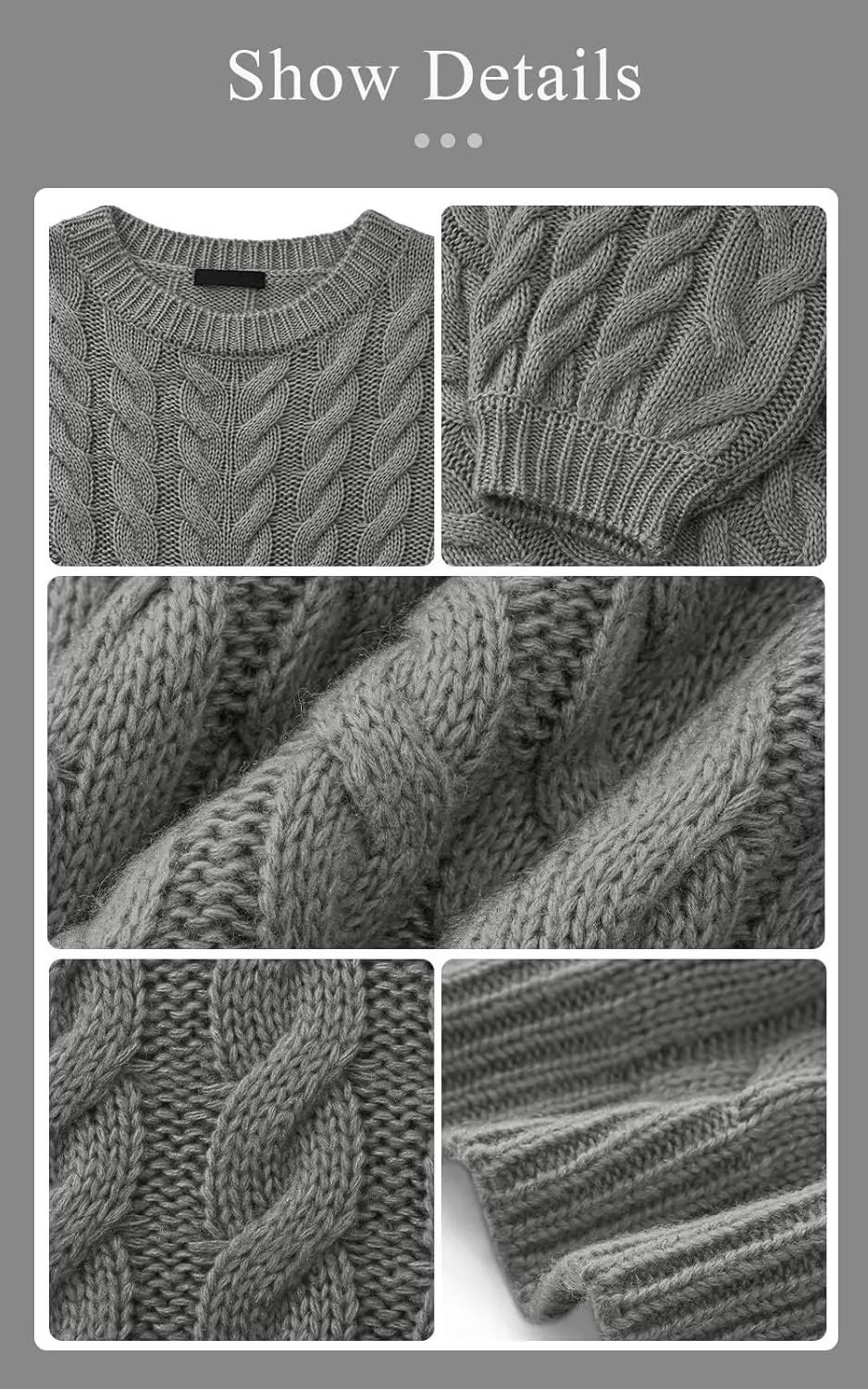 PRETTYGARDEN Womens Sweaters Spring 2025 Cable Knit Long Sleeve Crewneck Oversized Sweater Chunky Pullover Loose Outfits