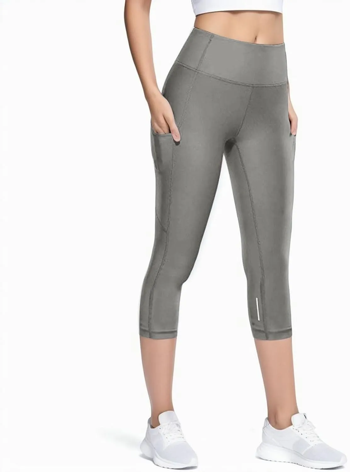 Reflective Womens Tights and Leggings Elastic Capri Girl Tights Cropped Skimpy High Waisted Yoga Pants Girls Leggings