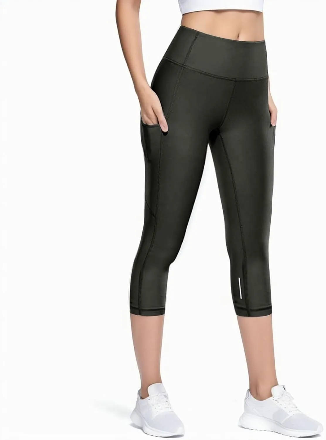 Reflective Womens Tights and Leggings Elastic Capri Girl Tights Cropped Skimpy High Waisted Yoga Pants Girls Leggings