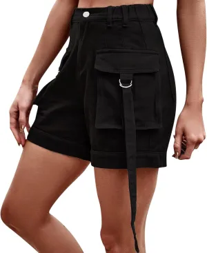 Rvidbe Jean Shorts for Women Womens Juniors High Waist Elastic Cargo Shorts Y2k Streetwear Summer Denim Shorts With Pockets Cargo Shorts for Women Jean Shorts Womens High Waisted