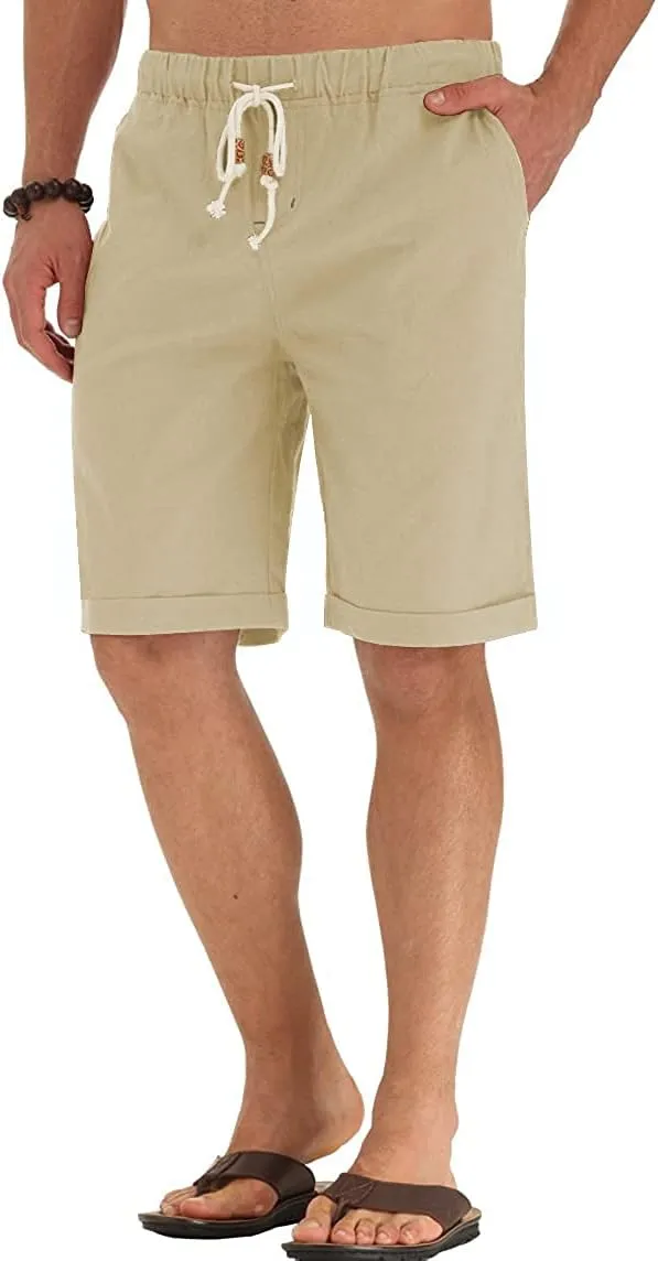 Sailwind Mens Linen Shorts Casual Drawstring Summer Beach Shorts