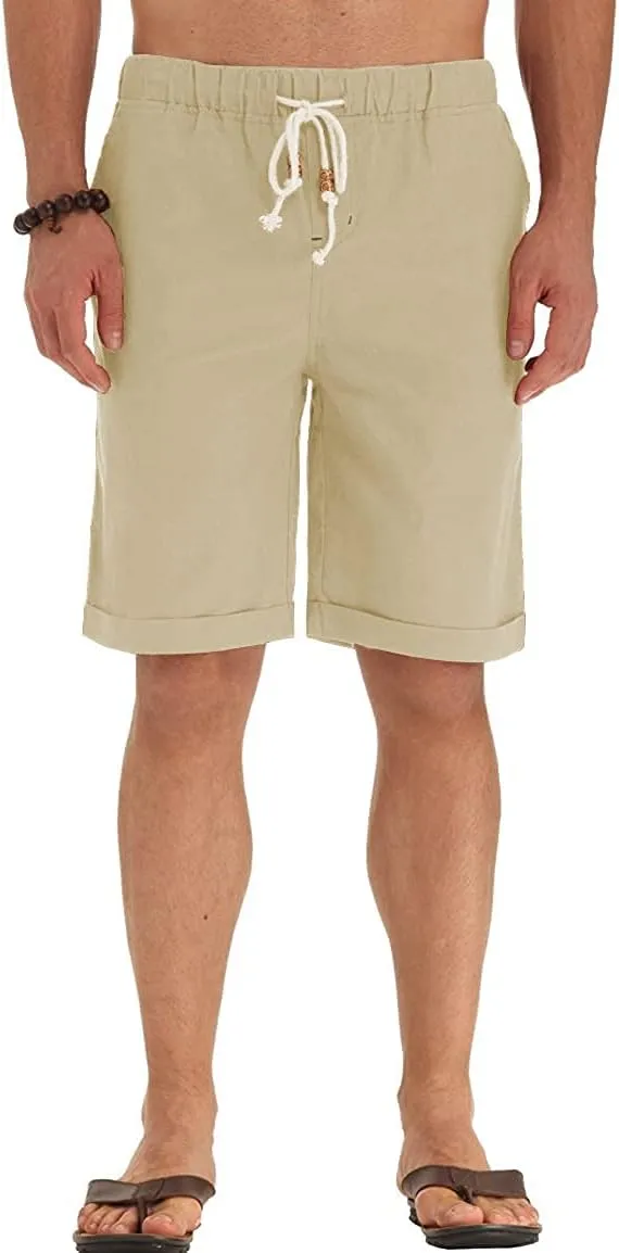 Sailwind Mens Linen Shorts Casual Drawstring Summer Beach Shorts