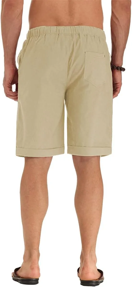 Sailwind Mens Linen Shorts Casual Drawstring Summer Beach Shorts