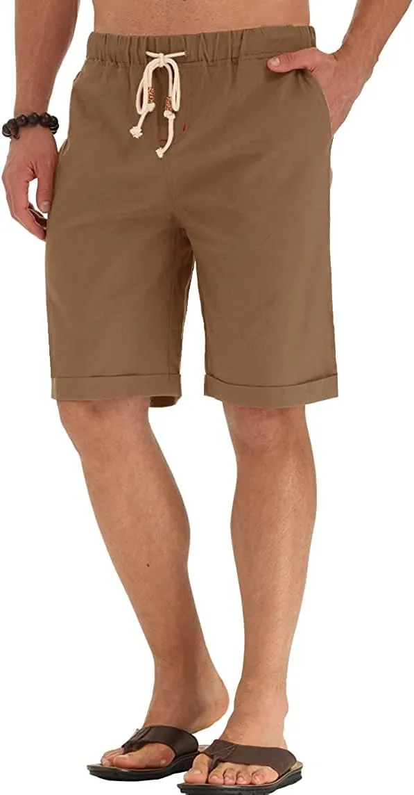 Sailwind Mens Linen Shorts Casual Drawstring Summer Beach Shorts