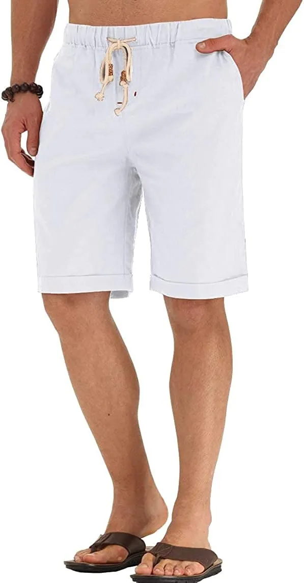 Sailwind Mens Linen Shorts Casual Drawstring Summer Beach Shorts