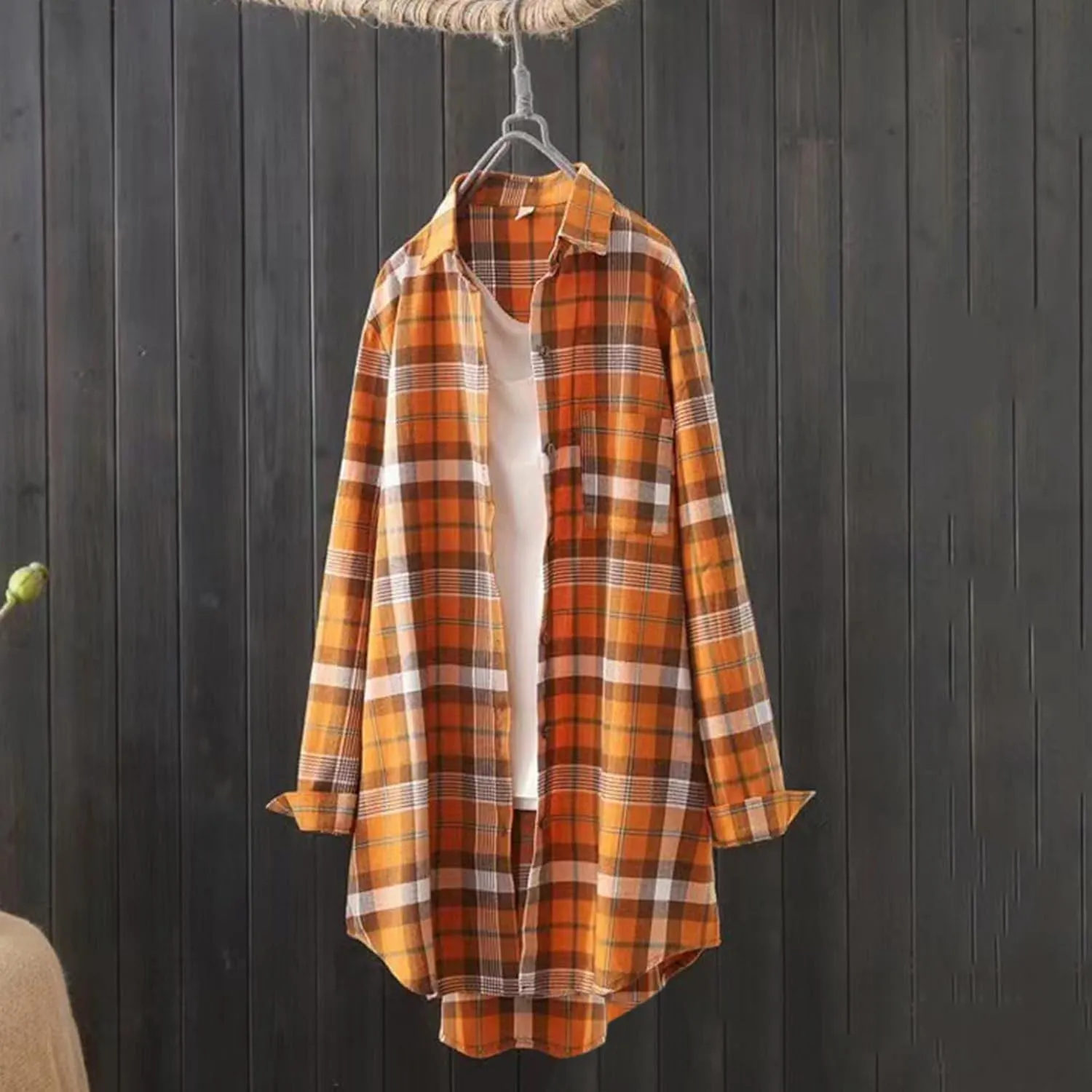 SHAOBGE Plaid Shirts for Women Long Sleeve Work Shirts Open Front Cardigan Fall Outfits for Women 2024 Oversized Cardigan