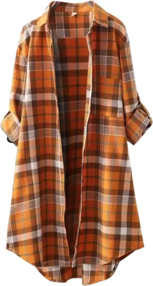SHAOBGE Plaid Shirts for Women Long Sleeve Work Shirts Open Front Cardigan Fall Outfits for Women 2024 Oversized Cardigan