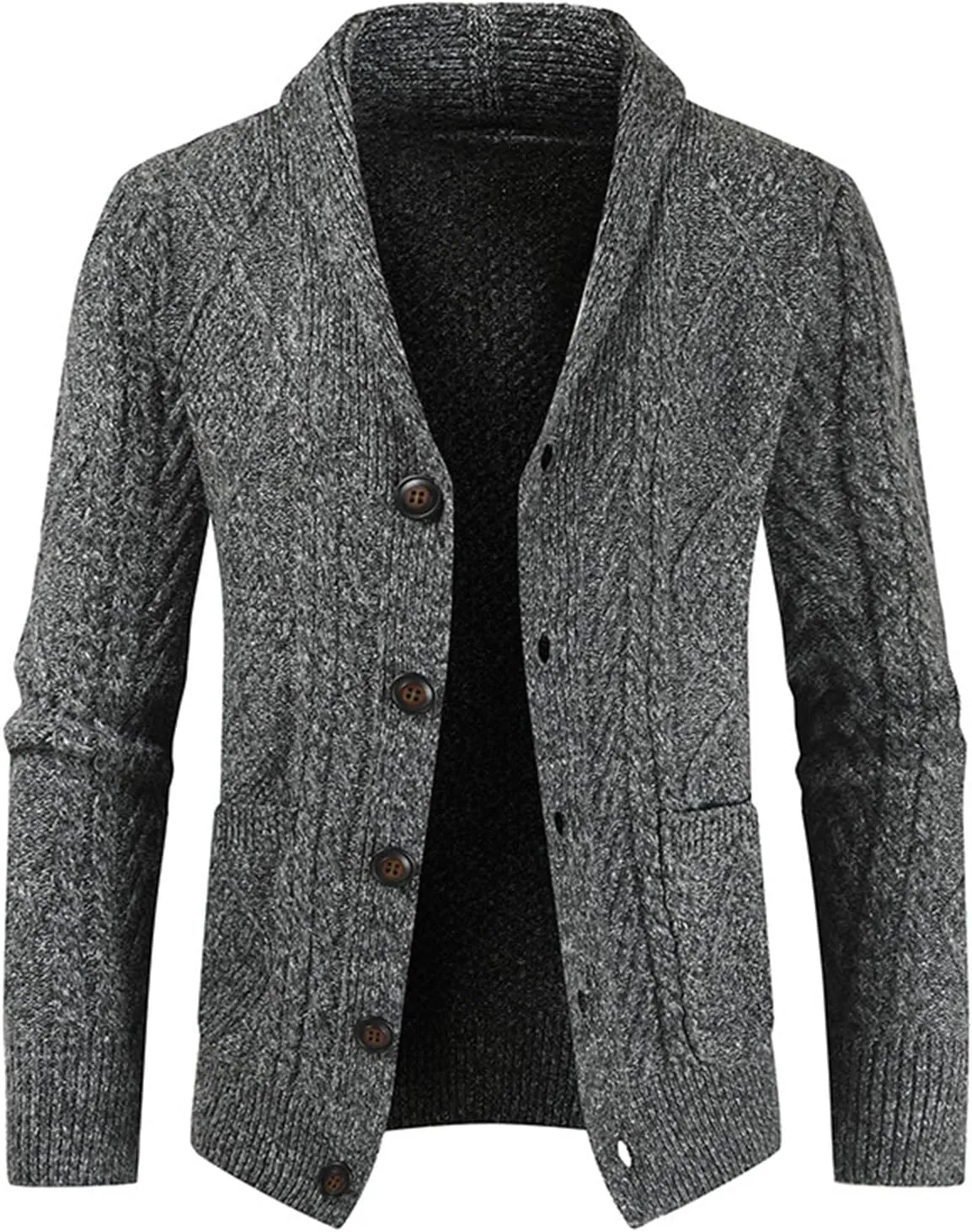 Shawl Collar Cardigan Men Knit Open Front Sweater Button Down Cardigans Long Sleeve Sweaters Winter Shirt Thick Coat