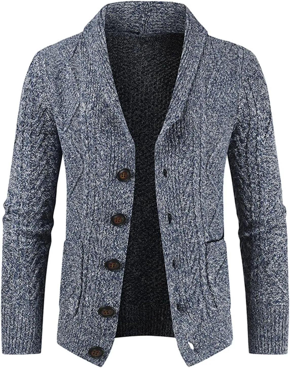 Shawl Collar Cardigan Men Knit Open Front Sweater Button Down Cardigans Long Sleeve Sweaters Winter Shirt Thick Coat