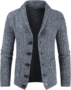 Shawl Collar Cardigan Men Knit Open Front Sweater Button Down Cardigans Long Sleeve Sweaters Winter Shirt Thick Coat
