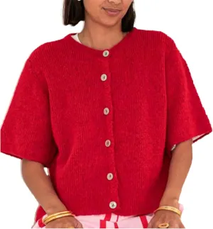 Short Sleeve Sweater Cardigans for Women Button Down Ribbed Knit Chunky Shirt Y2k Open Front Cardigan Sweaters Tops
