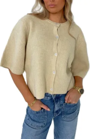 Short Sleeve Sweater Cardigans for Women Button Down Ribbed Knit Chunky Shirt Y2k Open Front Cardigan Sweaters Tops