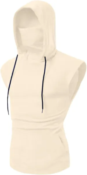 Sleeveless Hoodies for Men Casual Slim Fit Hooded Tank Tops Athletic Bodybuilding Gym Tee Running Workout Sport Shirts