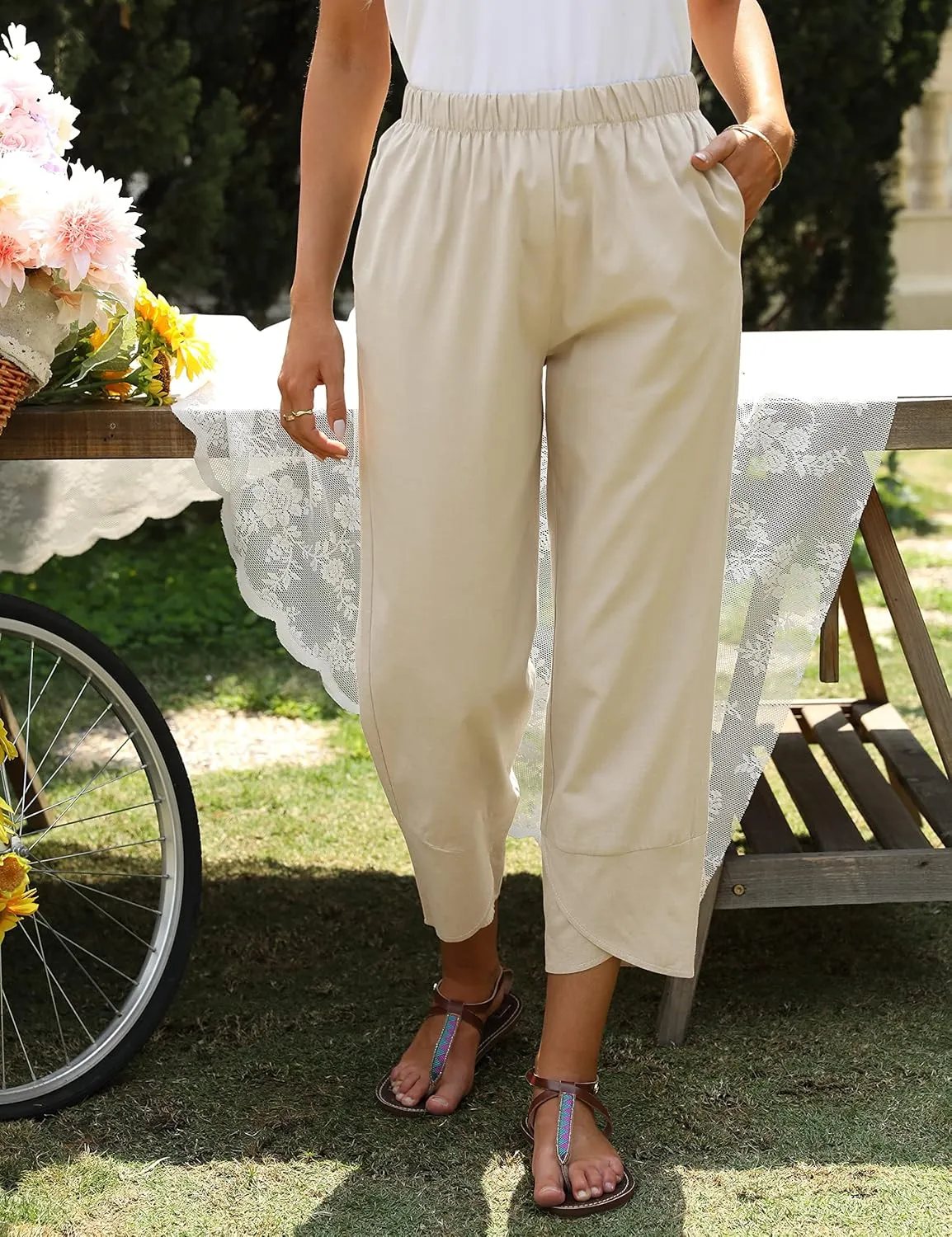 Springrain Women's Capri Pants Casual Summer Cotton Cropped Lounge Pants Trousers