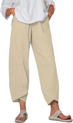 Springrain Women's Capri Pants Casual Summer Cotton Cropped Lounge Pants Trousers