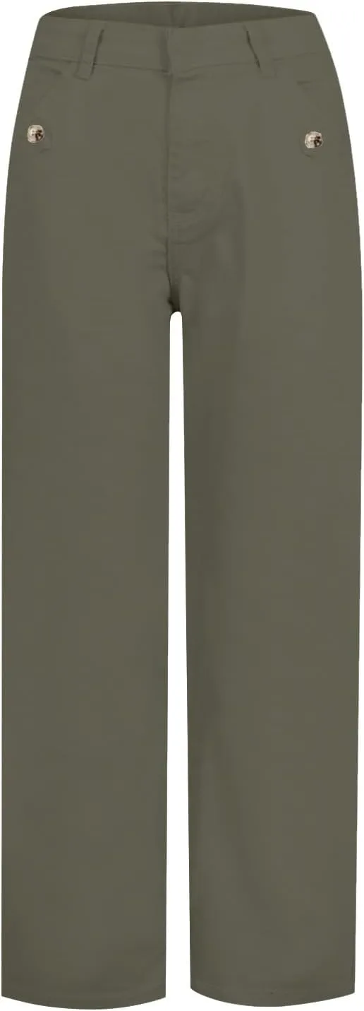 Stretch Twill Cropped Wide Leg Pant Women High Waisted Tummy Control Crop Jeans Casual Loose Straight Leg Chino Pants