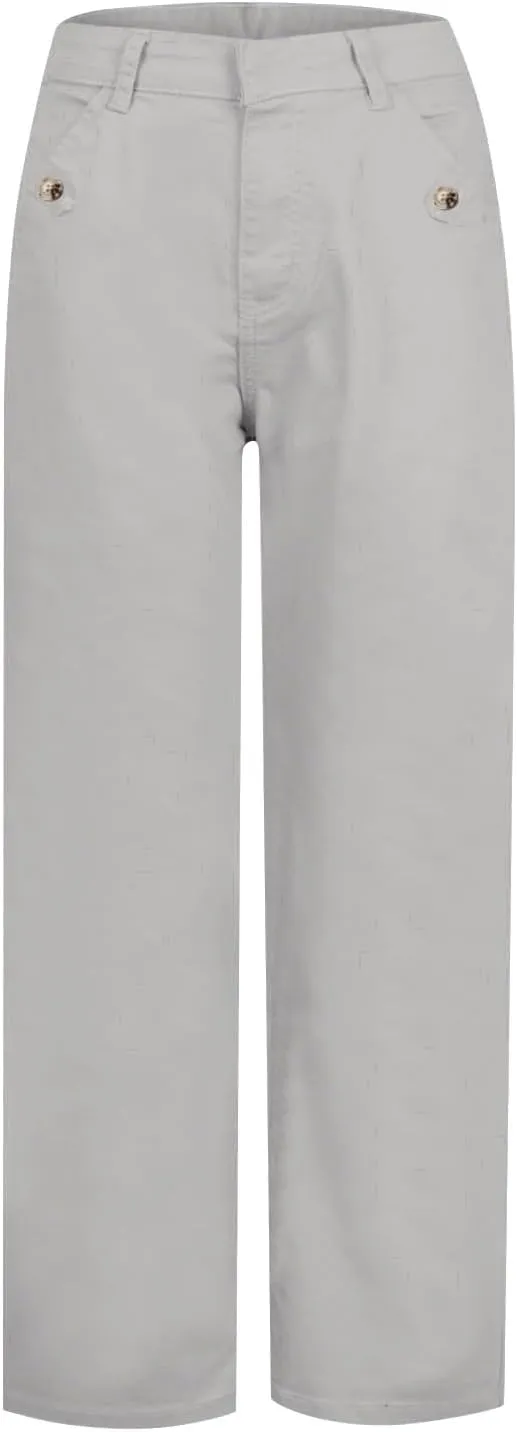 Stretch Twill Cropped Wide Leg Pant Women High Waisted Tummy Control Crop Jeans Casual Loose Straight Leg Chino Pants