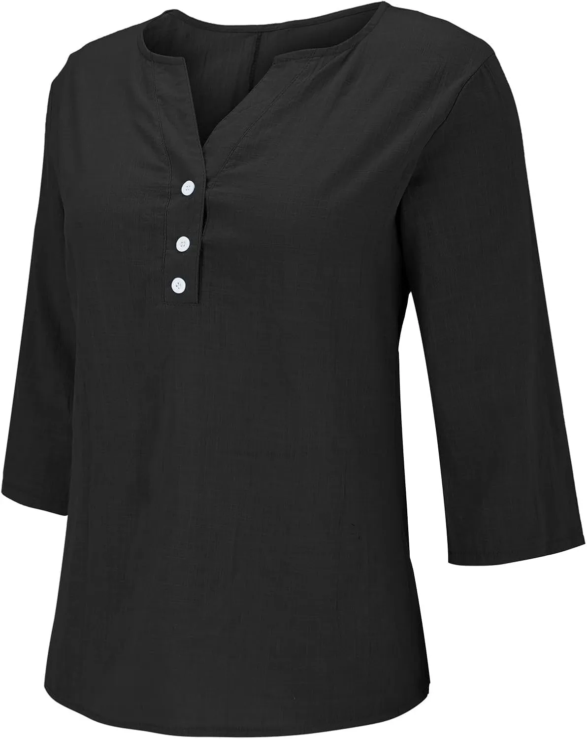 Summer Cotton Linen Shirts for Women 2025 Casual 3/4 Sleeve Tunic Shirts Spring Vacation Fashion Clothes