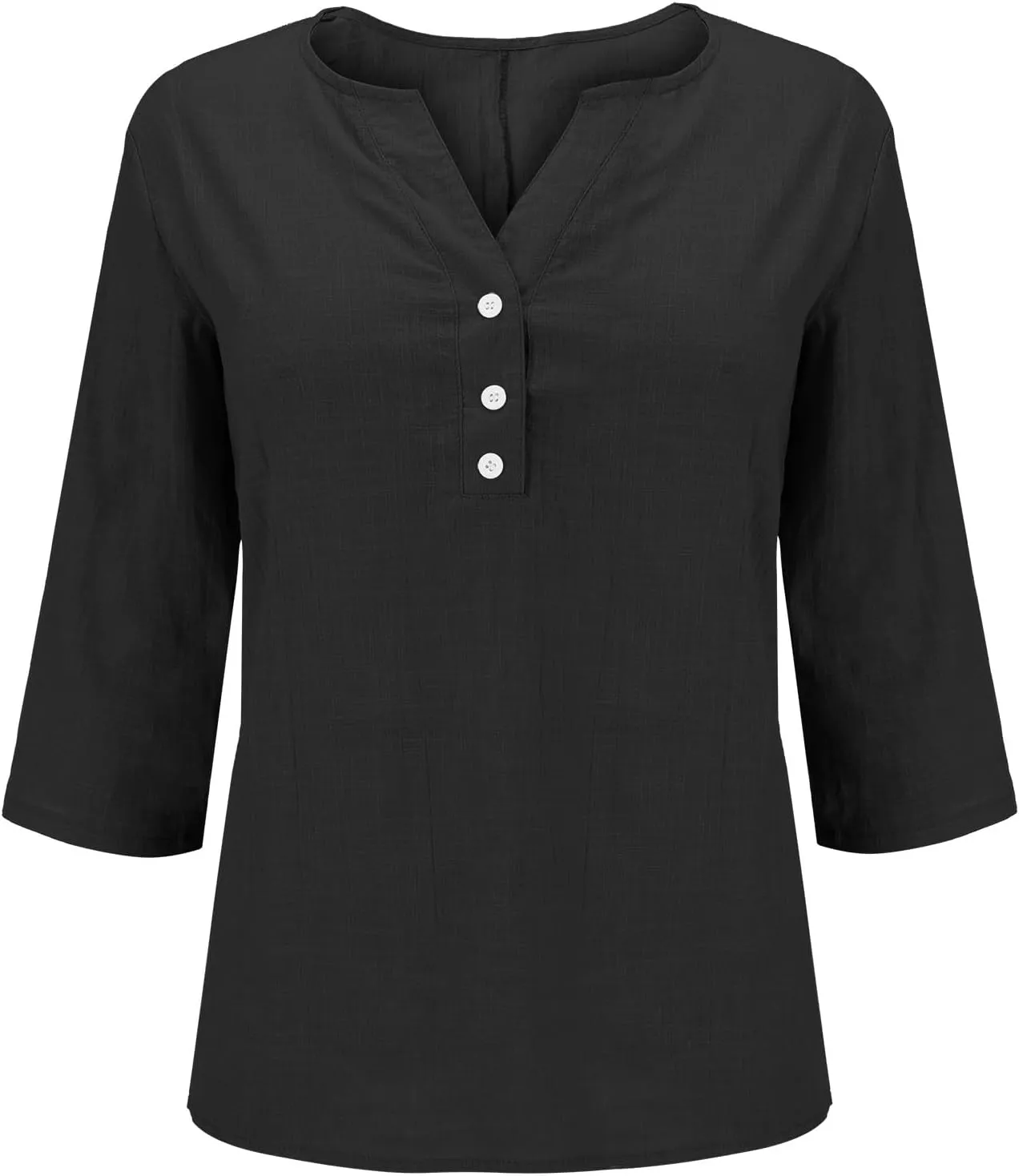 Summer Cotton Linen Shirts for Women 2025 Casual 3/4 Sleeve Tunic Shirts Spring Vacation Fashion Clothes