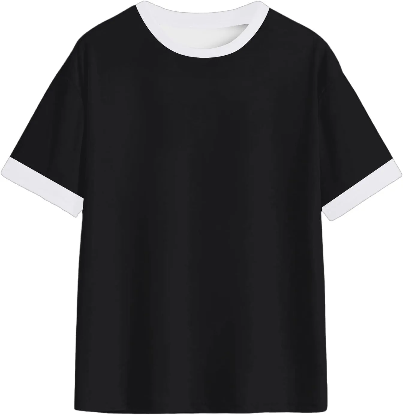 Summer Tops for Women Short Sleeve Crewneck Oversized T Shirts Trendy Solid/Flower Printed Beach Vacation Clothes