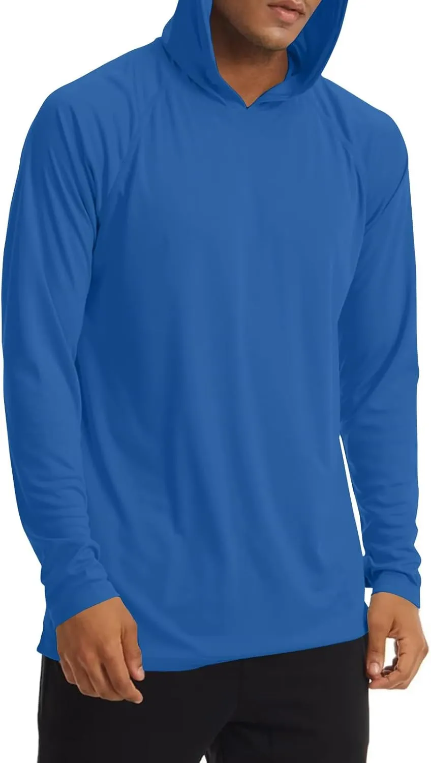 Sun Shirts for Men UPF 50  UV Protection Lightweight Fishing Hoodies Breathable Hiking Rash Guard Running Tee Shirts
