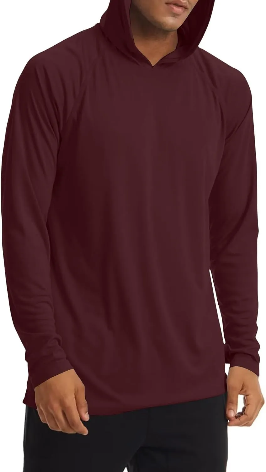 Sun Shirts for Men UPF 50  UV Protection Lightweight Fishing Hoodies Breathable Hiking Rash Guard Running Tee Shirts