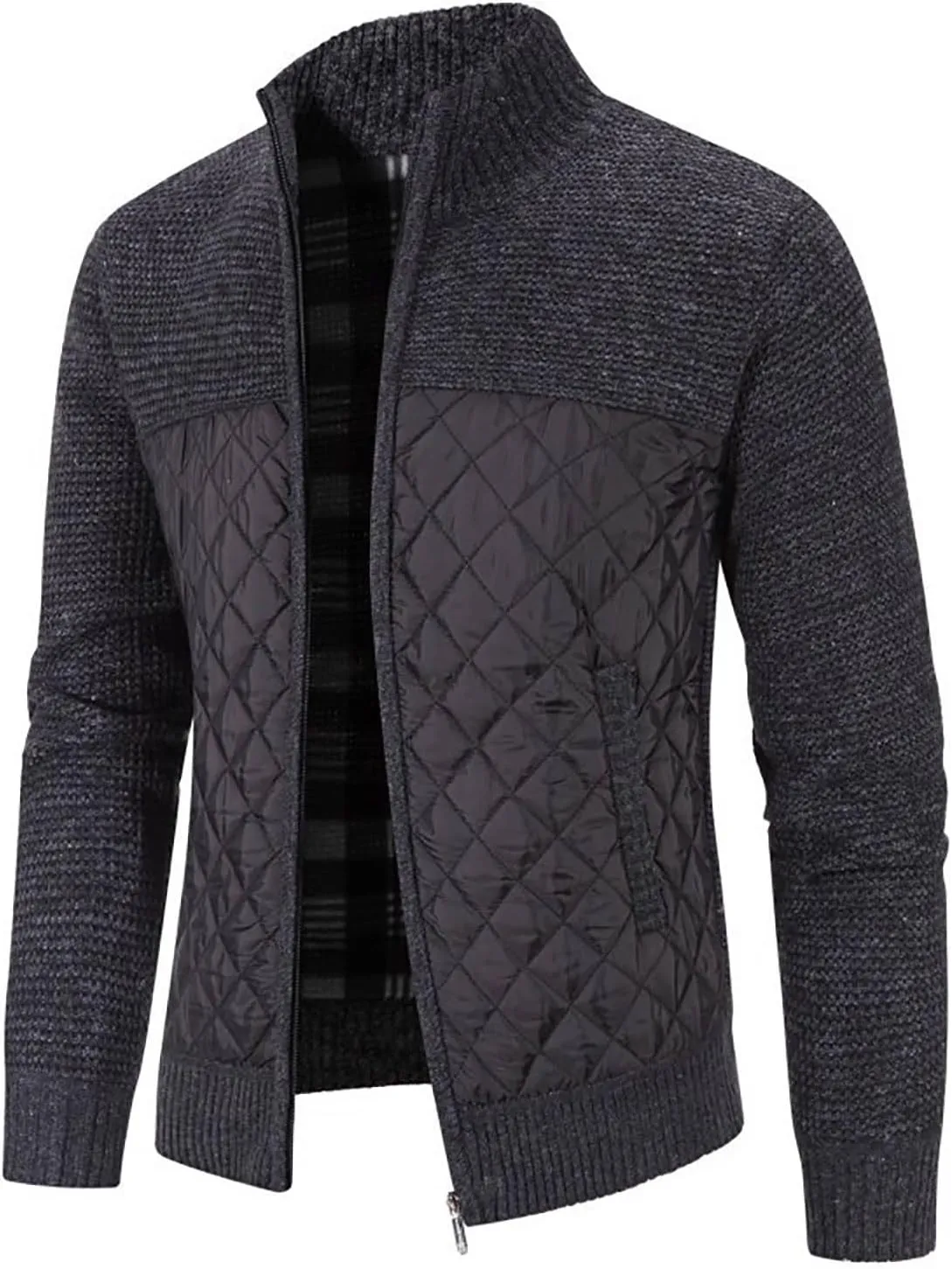 SUWBMHWE Men's Casual Cardigan Sweaters Full Zip Sweaters Knitted Cardigan With Pockets Mens Wool Coats Mid Length