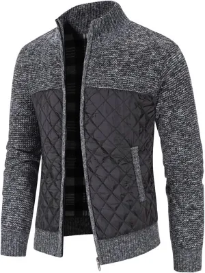 SUWBMHWE Men's Casual Cardigan Sweaters Full Zip Sweaters Knitted Cardigan With Pockets Mens Wool Coats Mid Length