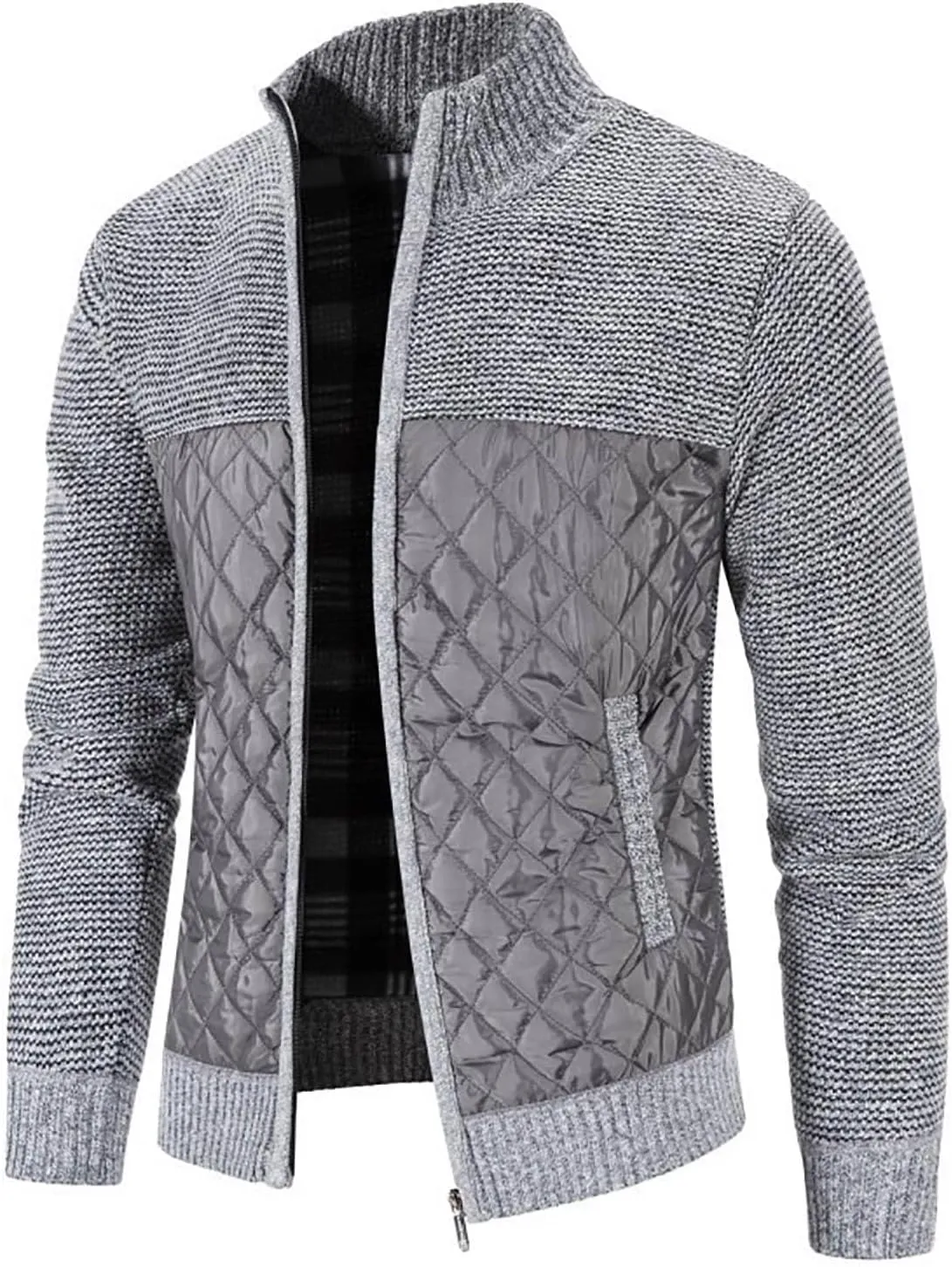 SUWBMHWE Men's Casual Cardigan Sweaters Full Zip Sweaters Knitted Cardigan With Pockets Mens Wool Coats Mid Length