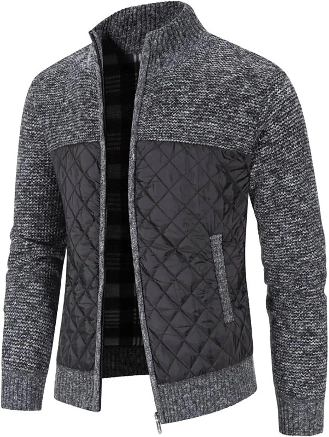 SUWBMHWE Men's Casual Cardigan Sweaters Full Zip Sweaters Knitted Cardigan With Pockets Mens Wool Coats Mid Length