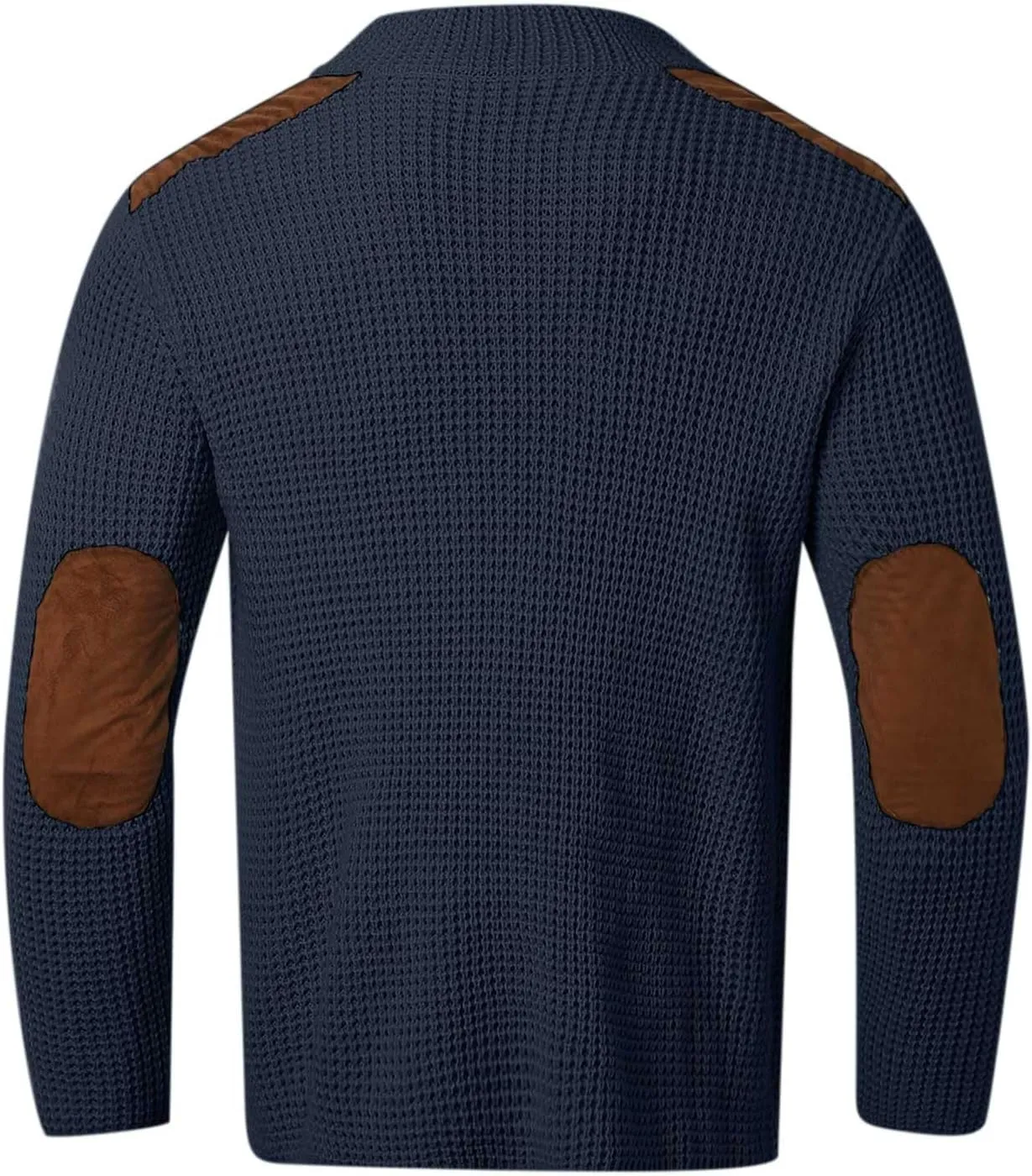 SUWBMHWE Men's Shawl Collar Cardigan Sweater Button Down Warm Knitted Sweaters Shoulder Patch Winter Chunky Cardigans