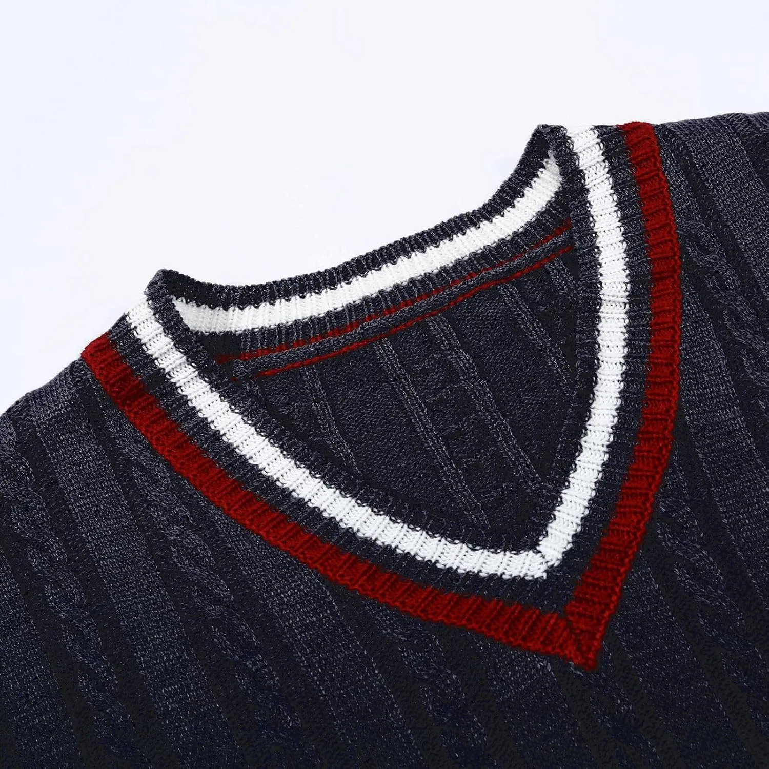 SUWBMHWE Mens V Neck Sweater Solid Color Long Sleeve Pullover Slim Fit Lightweight Casual Fall Fashion Sweater Knitted Tops