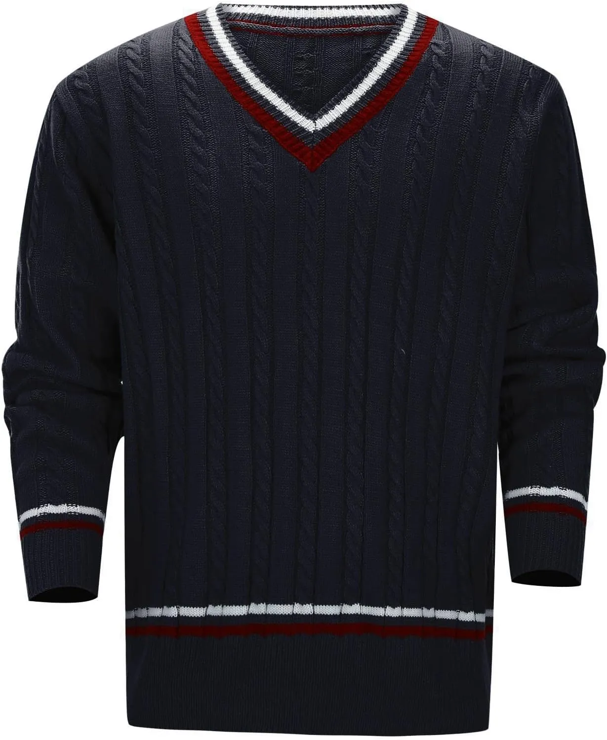 SUWBMHWE Mens V Neck Sweater Solid Color Long Sleeve Pullover Slim Fit Lightweight Casual Fall Fashion Sweater Knitted Tops