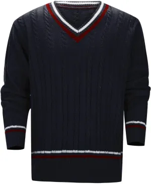 SUWBMHWE Mens V Neck Sweater Solid Color Long Sleeve Pullover Slim Fit Lightweight Casual Fall Fashion Sweater Knitted Tops
