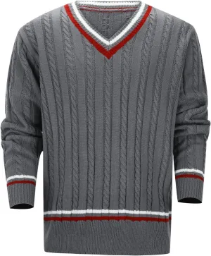 SUWBMHWE Mens V Neck Sweater Solid Color Long Sleeve Pullover Slim Fit Lightweight Casual Fall Fashion Sweater Knitted Tops