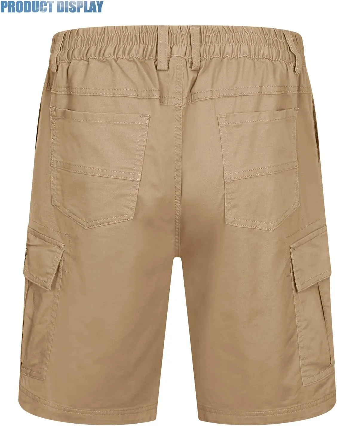 TACVASEN Men's Flat Shorts with Pockets Summer Casual Cotton Work Shorts Elastic Waist