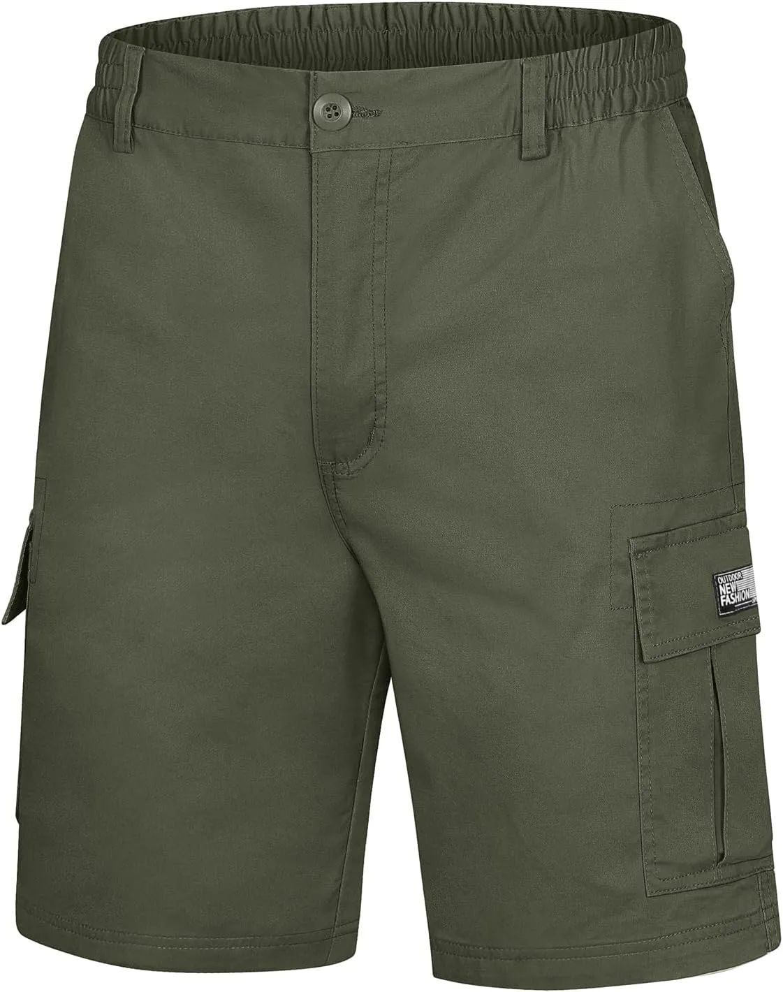 TACVASEN Men's Flat Shorts with Pockets Summer Casual Cotton Work Shorts Elastic Waist