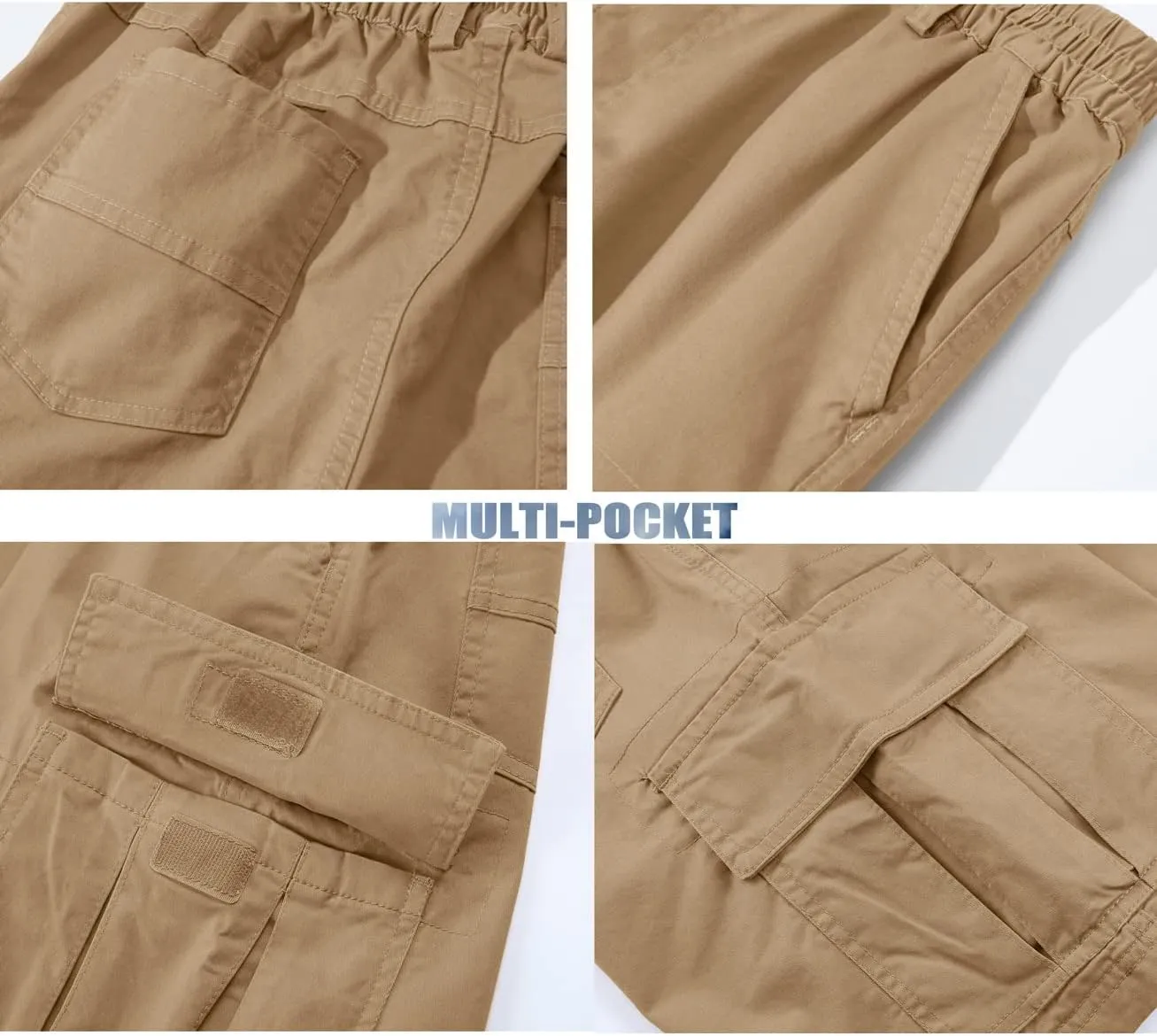 TACVASEN Men's Flat Shorts with Pockets Summer Casual Cotton Work Shorts Elastic Waist