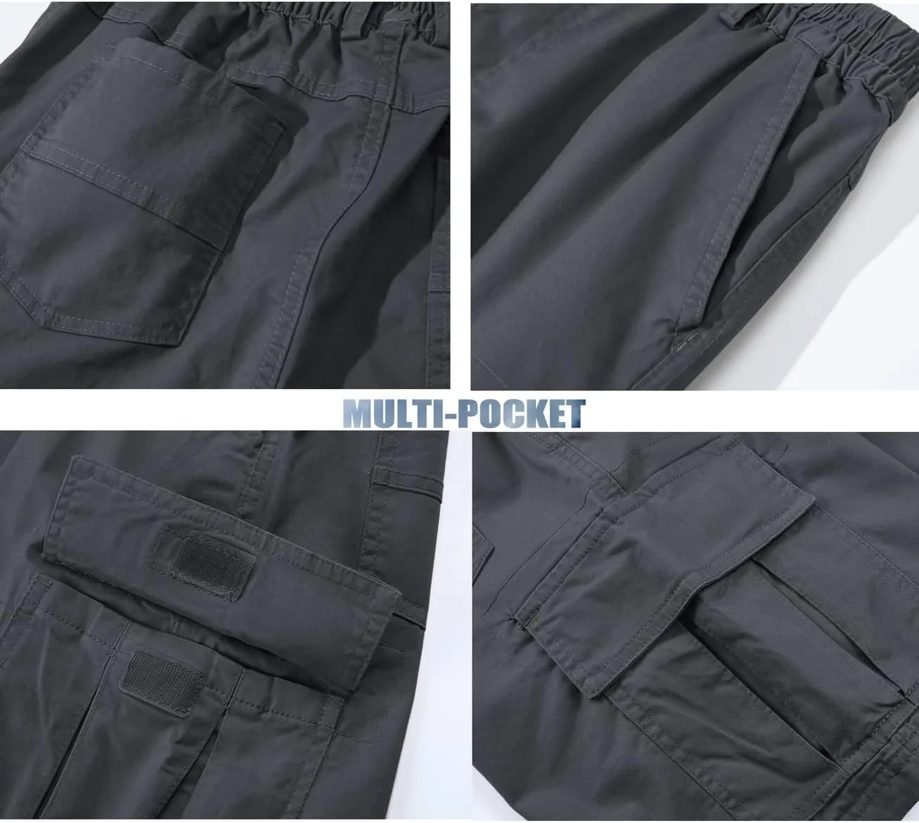 TACVASEN Men's Flat Shorts with Pockets Summer Casual Cotton Work Shorts Elastic Waist